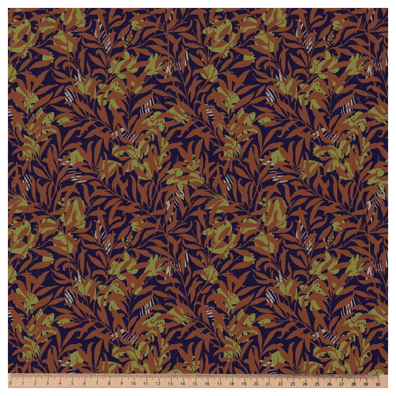 Printed Viscose SHAE Navy Blue / Toffee